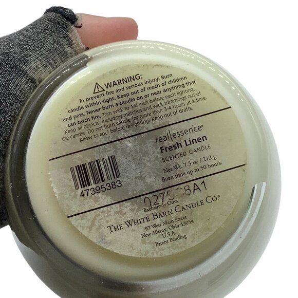 White Barn Fresh Linen Scented Candle 7.5 Oz 212g Glass Jar 50-Hour Burn Time - Picture 3 of 4